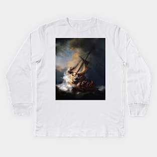 Stolen Painting  The Storm on the Sea of Galilee Kids Long Sleeve T-Shirt